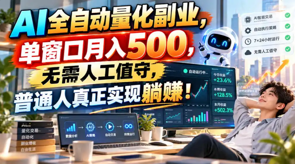 AI全自动量化副业，单窗口月入500，无需人工值守，普通人真正实现躺賺！-小创项目网
