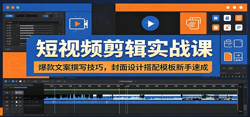 短视频剪辑实战课：爆款文案撰写技巧，封面设计搭配模板新手速成-寒山客