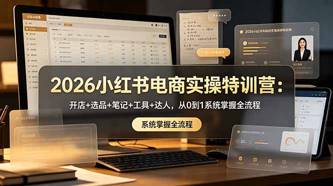 2026小红书电商实操特训营：开店+选品+笔记+工具+达人，从0到1系统掌握全流程-小创项目网