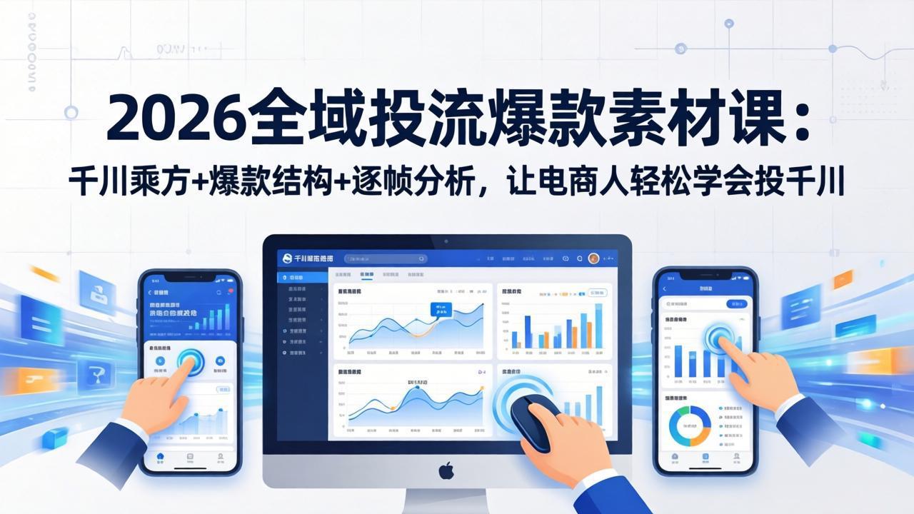 2026全域投流爆款素材课：千川乘方+爆款结构+逐帧分析，让电商人轻松学会投千川-小创项目网