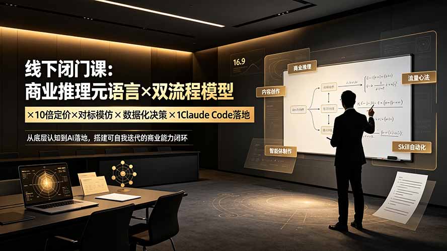 线下闭门课：商业推理元语言×双流程模型×10倍定价×对标模仿×数据化决策×Claude Code落地，击穿认知盲区-小创项目网