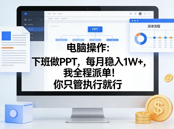 电脑操作：下班做PPT，每月稳入1W+，我全程派单！你只管执行就行【揭秘】-小创项目网