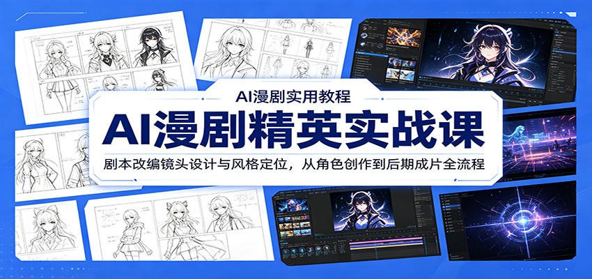 AI漫剧精英实战课：剧本改编镜头设计与风格定位，从角色创作到后期成片全流程-小创项目网