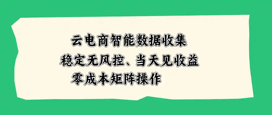 云电商智能数据收集，稳定无风控，当天见收益，零成本矩阵操作-小创项目网