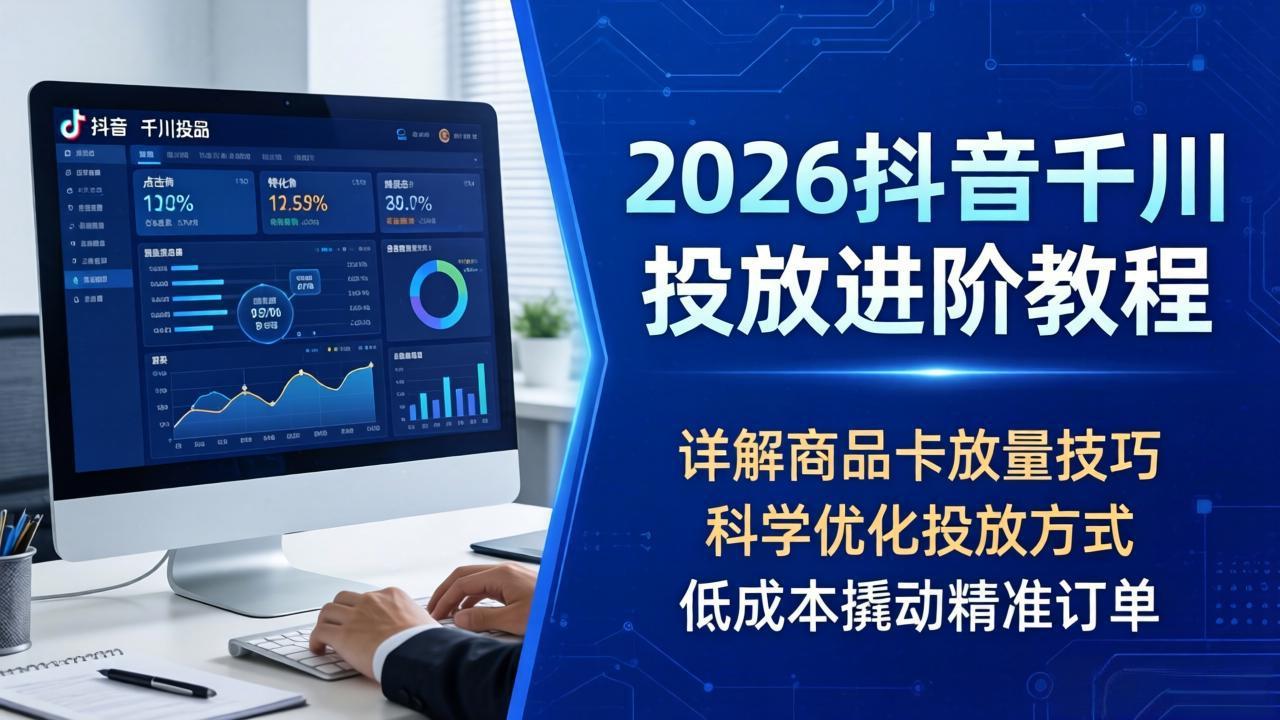 2026抖音千川投放进阶教程，详解商品卡放量技巧，科学优化投放方式，低成本撬动精准订单-小创项目网