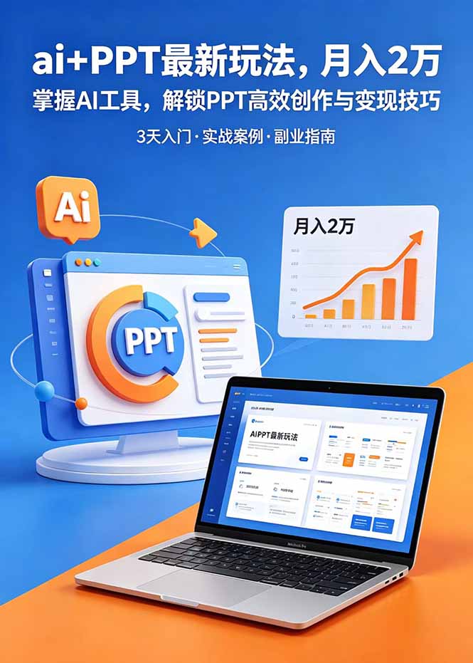 ai+PPT最新玩法，月入2万掌握AI工具，解锁PPT高效创作与变现技巧3天入门，实战案例·副业指南-小创项目网