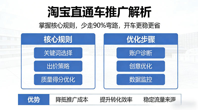 淘宝直通车推广解析，掌握核心规则，少走90%弯路，开车更稳更省-小创项目网