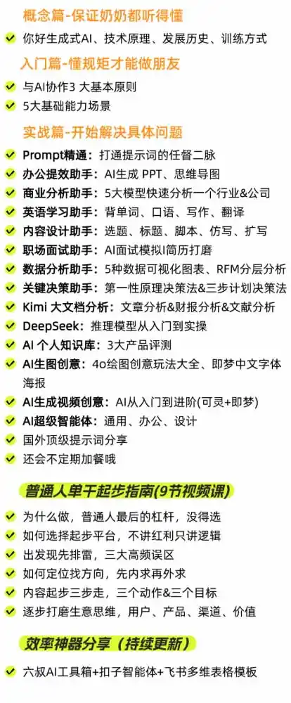 AI私教实战课-更新8月：从提示词、智能体到内容生产与流量获客，系统打造AI时代超级个体核心能力-小创项目网