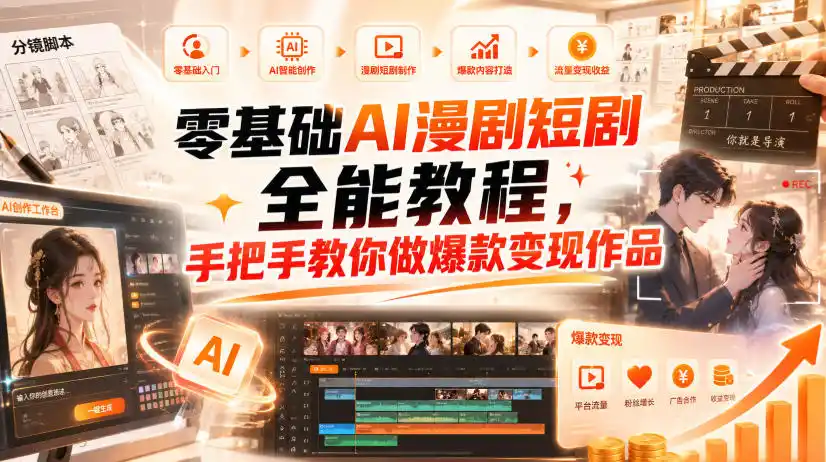 零基础AI漫剧短剧全能教程，从AI智能体搭建、文案脚本分镜、多平台AI生视频、剪映精修，覆盖全题材创作，手把手教你做爆款变现作品-小创项目网