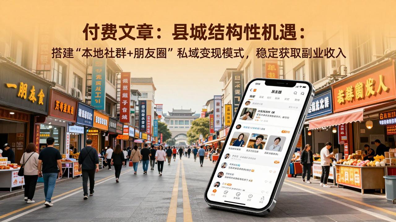 付费文章：县城结构性机遇：搭建“本地社群+朋友圈”私域变现模式，稳定获取副业收入-小创项目网