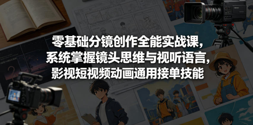 零基础分镜创作全能实战课，系统掌握镜头思维与视听语言，影视短视频动画通用接单技能-小创项目网