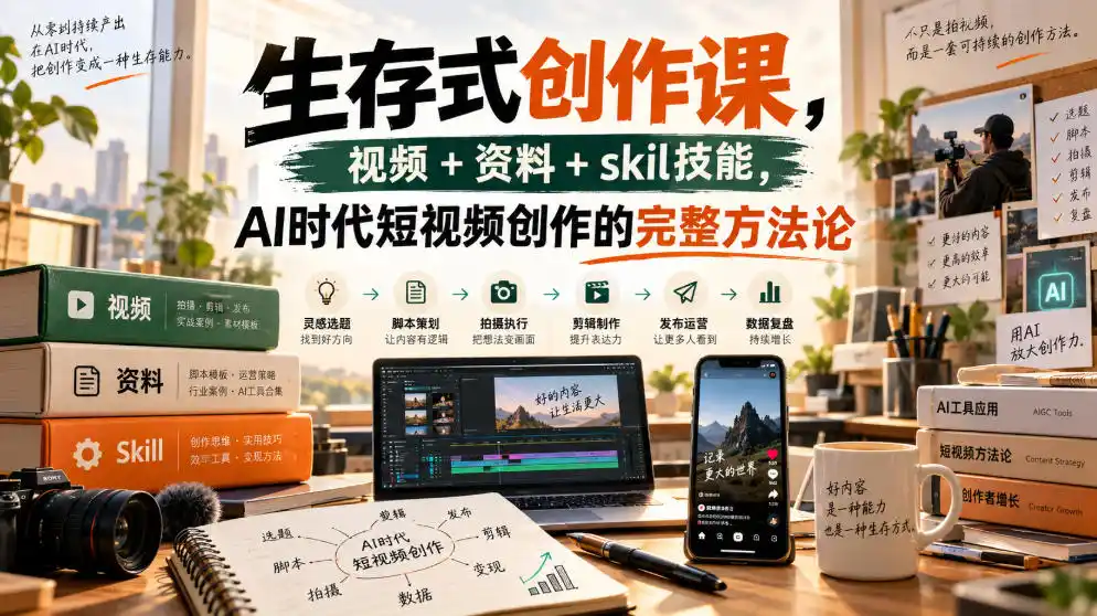生存式创作课，视频+资料+skil技能，ai时代短视频创作的完整方法论-小创项目网