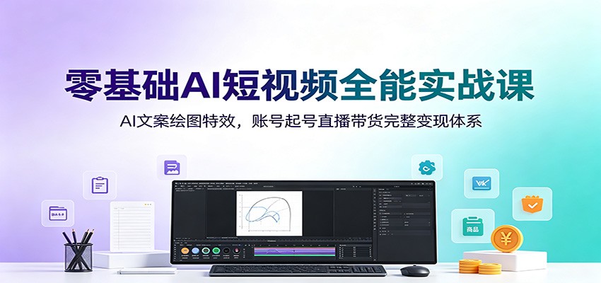 零基础AI短视频全能实战课：AI文案绘图特效，账号起号直播带货完整变现体系-小创项目网