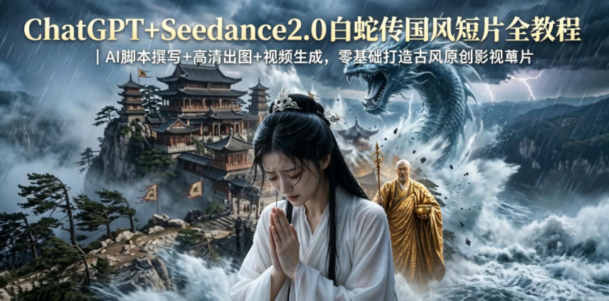 ChatGPT+Seedance2.0白蛇传国风短片全教程｜AI脚本撰写+高清出图+视频生成，零基础打造古风原创影视短片-小创项目网