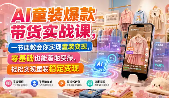 AI童装爆款带货实战课，一节课教会你实现童装变现，零基础也能落地实操-小创项目网