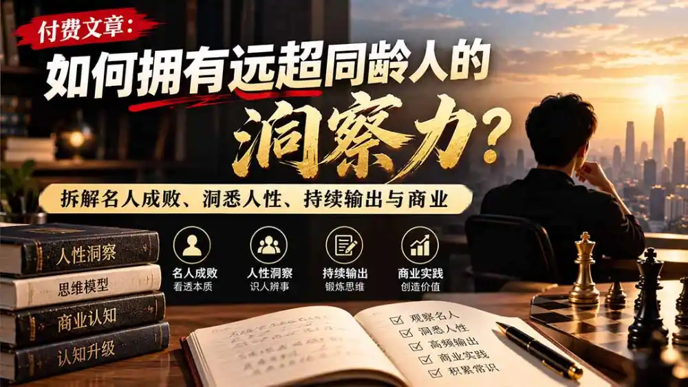 付费文章：如何拥有远超同龄人的洞察力？拆解名人成败、洞悉人性、持续输出与商业实践-小创项目网