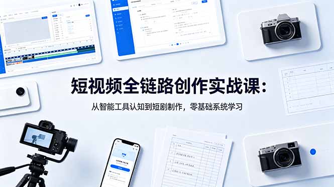 短视频全链路创作实战课：从智能工具认知到短剧制作，零基础系统学习-寒山客