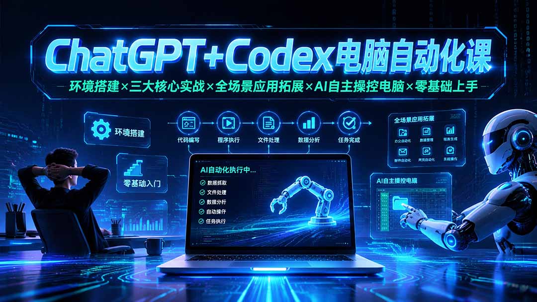ChatGPT+Codex电脑自动化课：环境搭建×三大核心实战×全场景应用拓展×AI自主操控电脑×零基础上手-寒山客