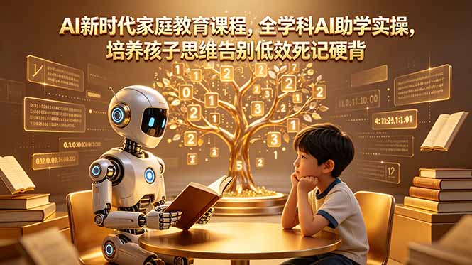 AI新时代家庭教育课程，全学科AI助学实操，培养孩子思维告别低效死记硬背-寒山客