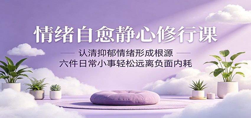 情绪自愈静心修行课：认清抑郁情绪形成根源，六件日常小事轻松远离负面内耗-小创项目网