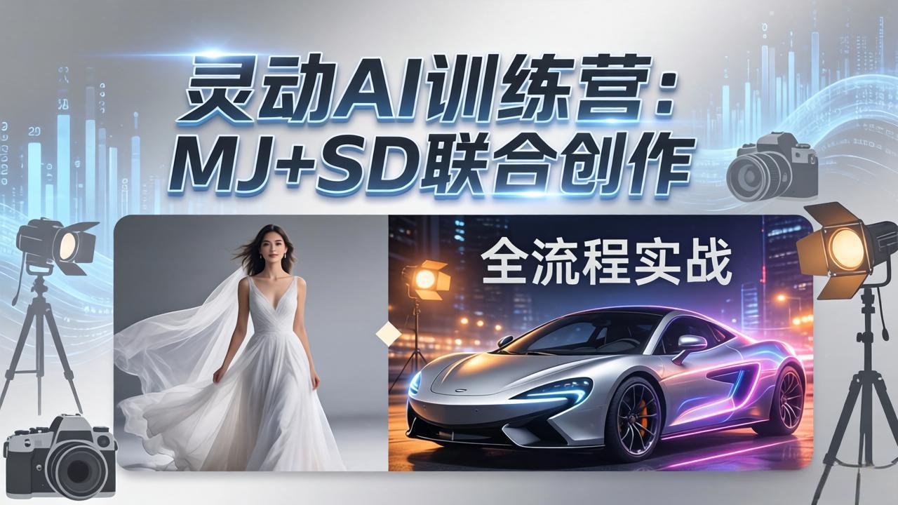 灵动AI训练营-3.0课程：MJ+SD联合创作，从婚纱大片到汽车广告，摄影后期全流程实战-小创项目网