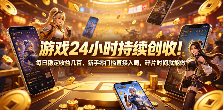 游戏24小时持续创收！每日稳定收益几百，新手零门槛直接入局，碎片时间就能做【揭秘】-寒山客