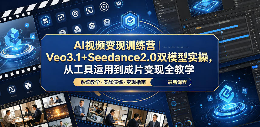 AI视频变现训练营｜Veo3.1+Seedance2.0双模型实操，从工具运用到成片变现全教学-寒山客