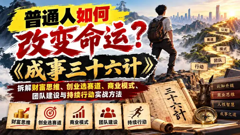 普通人如何改变命运？《成事三十六计》拆解财富思维、创业选赛道、商业模式、团队建设与持续行动实战方法-小创项目网