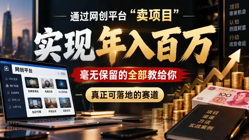 通过网创平台“卖项目”实现年入100w，毫无保留的全部教给你，真正可落地的赛道【揭秘】-小创项目网