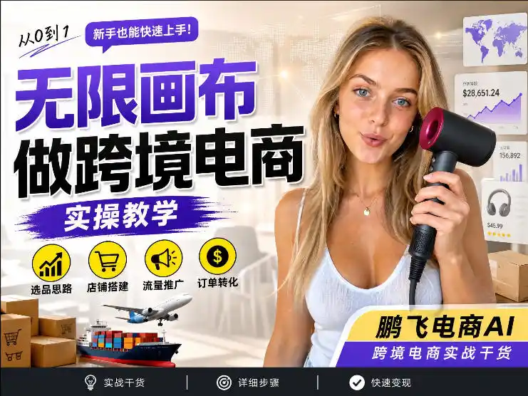 【跨境电商必备】AI无线画布制作商品宣传视频，四步搞定，无线画布工作流，操作简单好上手-小创项目网
