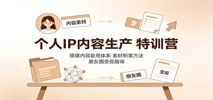 个人IP内容生产特训营:搭建内容复用体系,素材积累方法,朋友圈变现指南-小创项目网