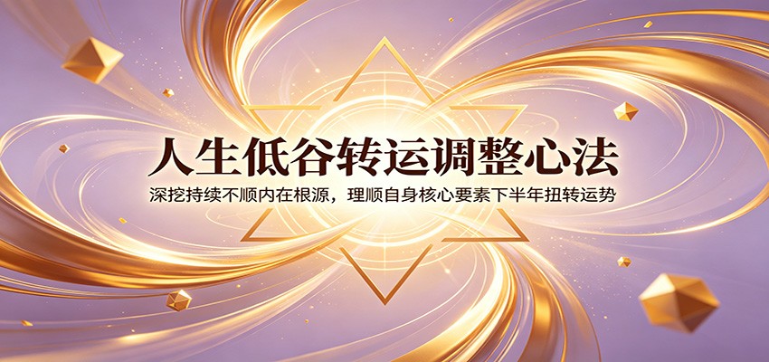 人生低谷转运调整心法：深挖持续不顺内在根源，理顺自身核心要素下半年扭转运势-寒山客