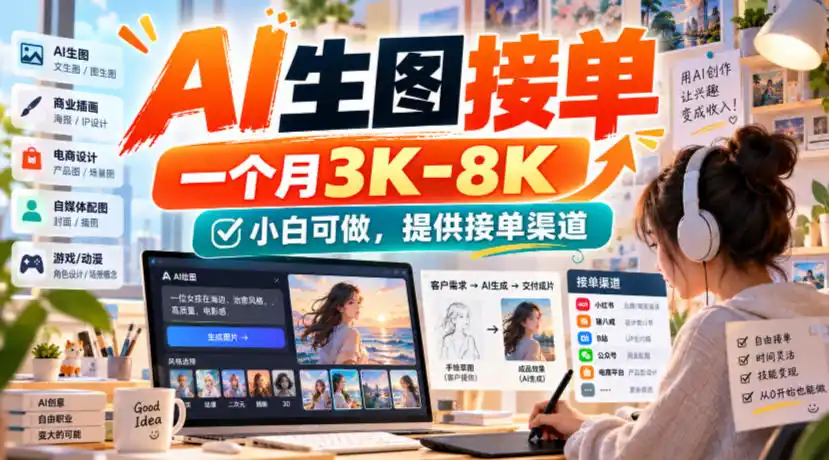 AI生图接单，一个月3K-8K，小白可做，提供接单渠道-小创项目网
