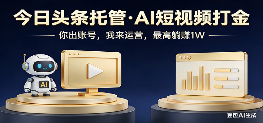 头条号AI托管，我提供作品，你提供账号，每天5分钟发布，小白躺赚3000+-小创项目网