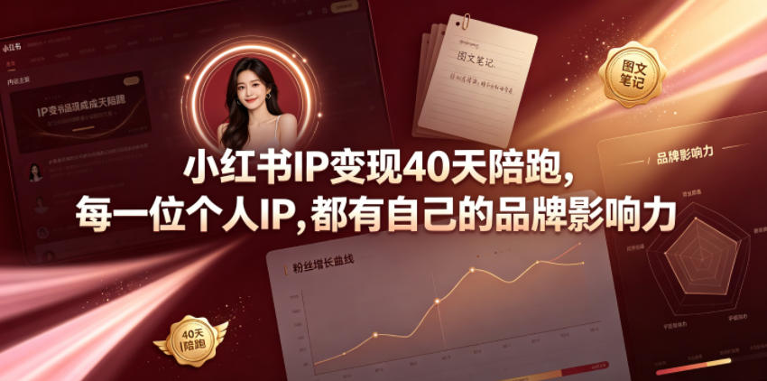 小红书IP变现40天陪跑，每一位个人IP，都有自己的品牌影响力-寒山客
