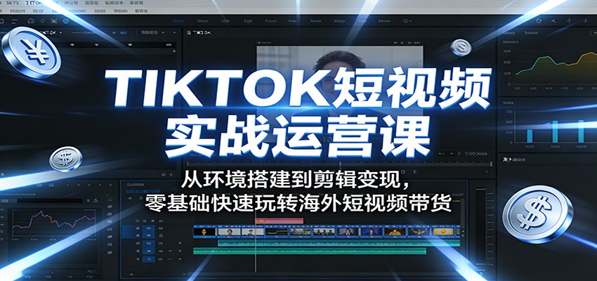 TIKTOK短视频实战运营课：从环境搭建到剪辑变现，零基础快速玩转海外短视频带货-小创项目网