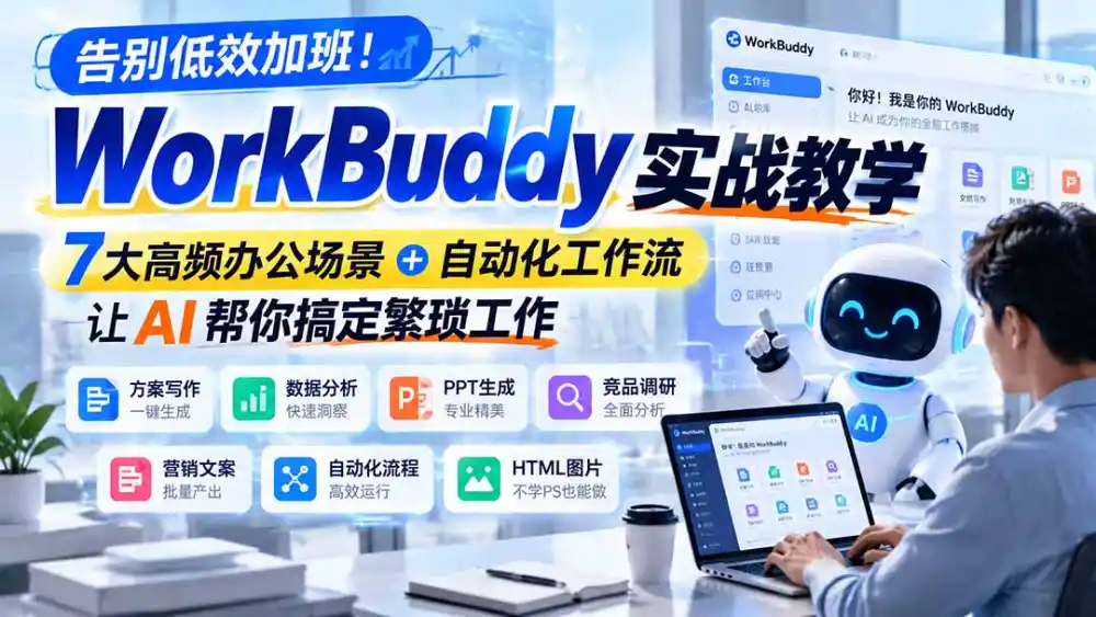 告别低效加班！WorkBuddy实战教学，7大高频办公场景＋自动化工作流，让AI帮你搞定繁琐工作-小创项目网
