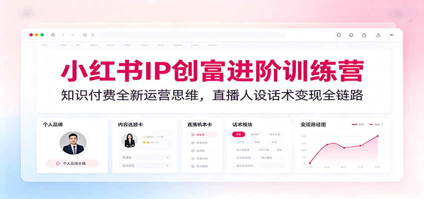 小红书IP创富进阶训练营：知识付费全新运营思维，直播人设话术变现全链路-寒山客