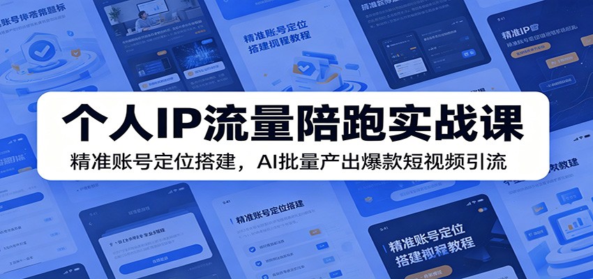 个人IP流量陪跑实战课：精准账号定位搭建，AI批量产出爆款短视频引流-小创项目网
