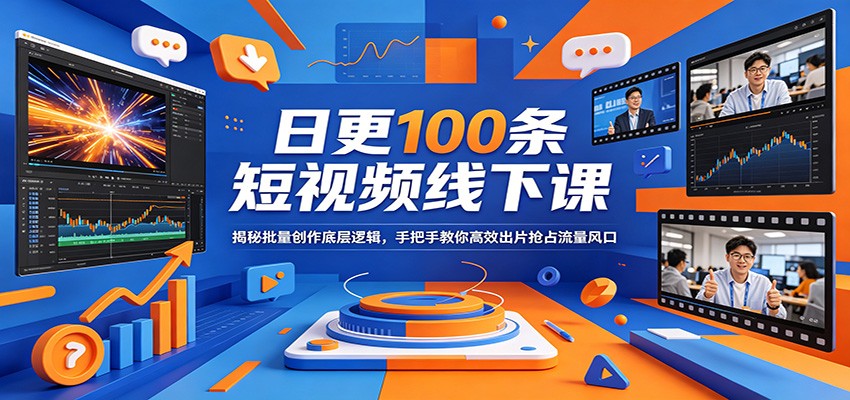 日更100条短视频线下课：揭秘批量创作底层逻辑，手把手教你高效出片抢占流量风口-小创项目网