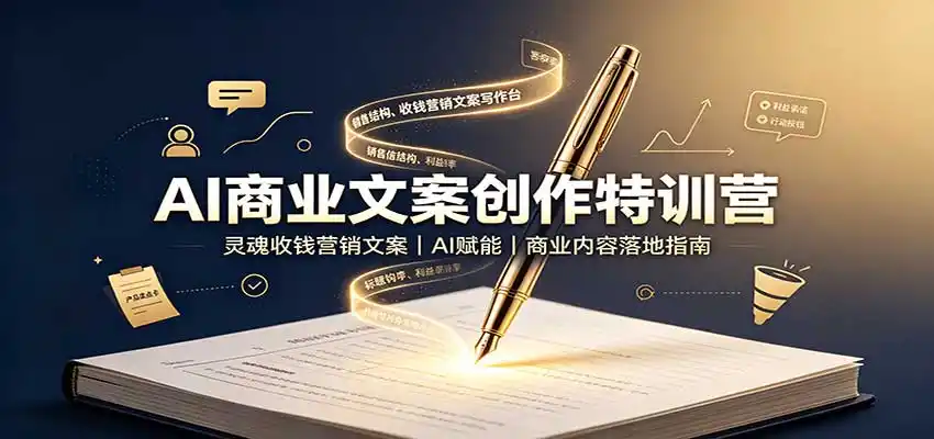 AI商业文案创作特训营：灵魂收钱营销文案，AI赋能，商业内容落地指南-小创项目网