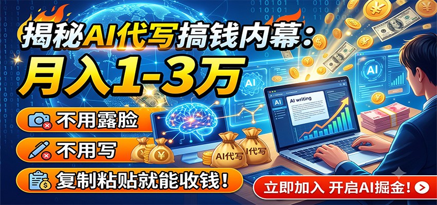 揭秘AI代写搞钱内幕：月入1-3万，不用露脸不用写，复制粘贴就能收钱！-寒山客