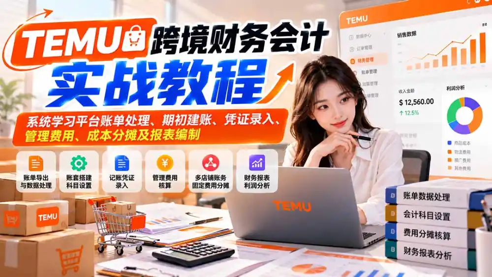 TEMU跨境财务会计实战教程：系统学习平台账单处理、期初建账、凭证录入、管理费用、成本分摊及报表编制-小创项目网