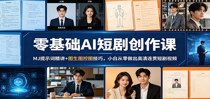 零基础AI短剧创作课:MJ提示词精讲+图生图控图技巧,小白从零做出高清连贯短剧视频-小创项目网