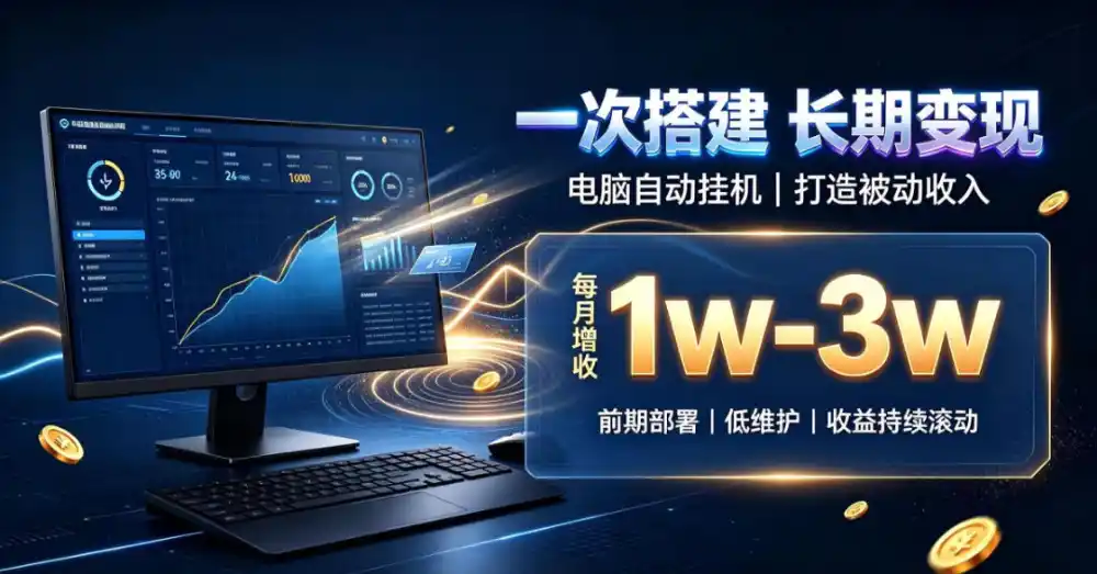一份投入长期收益，电脑自动挂G类目，搭建被动收入每月增收1w-3w【揭秘】-小创项目网