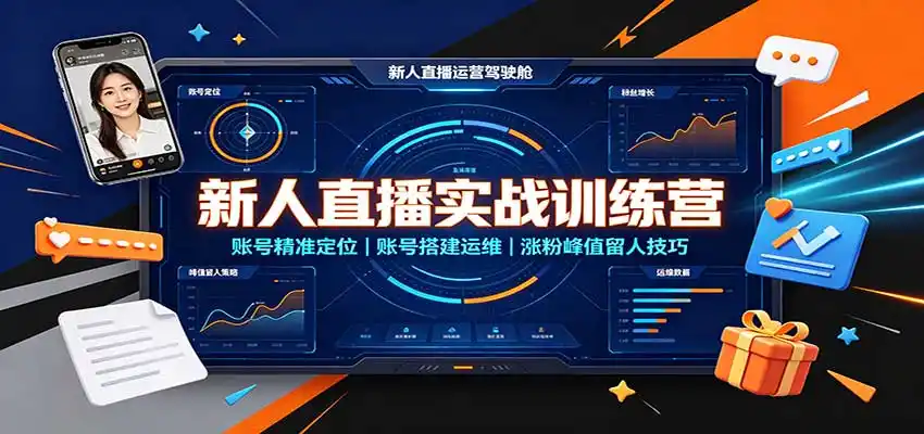 新人直播实战训练营：账号精准定位，账号搭建运维，涨粉峰值留人技巧-寒山客