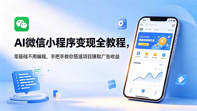 AI微信小程序变现全教程，零基础不用编程，手把手教你搭建项目赚取广告收益-寒山客