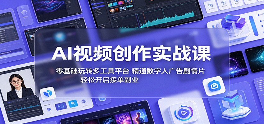 AI视频创作实战课：零基础玩转多工具平台，精通数字人广告、剧情片，轻松开启接单副业-小创项目网