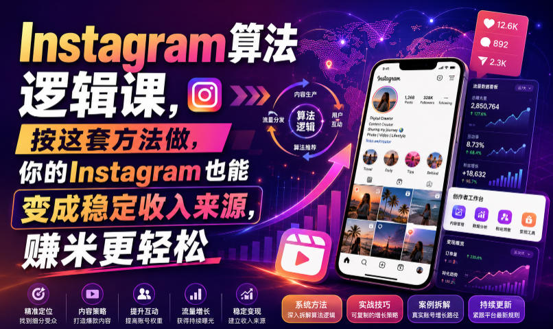 Instagram算法逻辑课，按这套方法做，你的Instagram也能变成稳定收入来源，賺米更轻松【原创双语字幕】-小创项目网