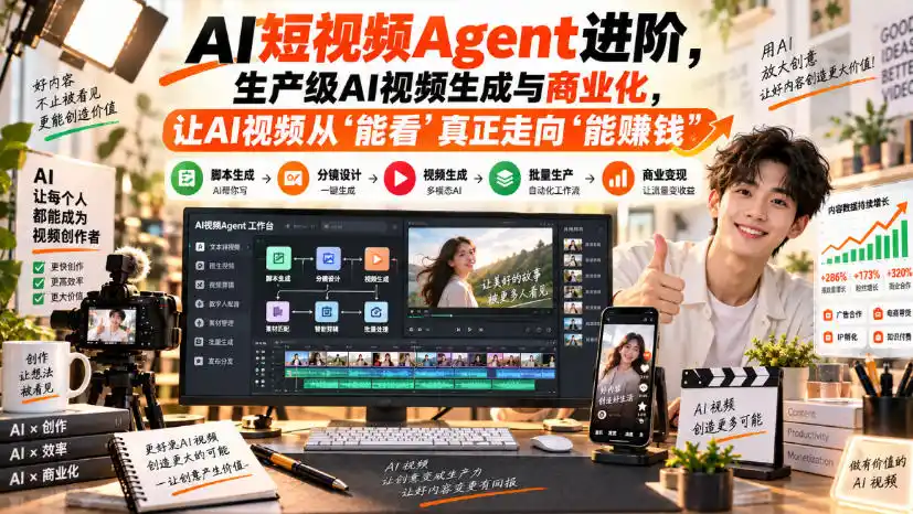 AI短视频Agent进阶,生产级AI视频生成与商业化,让AI视频从”能看”真正走向”能賺钱”-寒山客